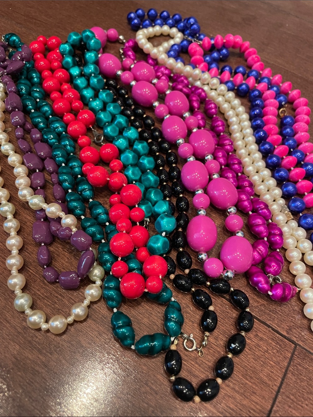 80s Necklaces - Pink, Teal, Red, Black, Purple, Pearl